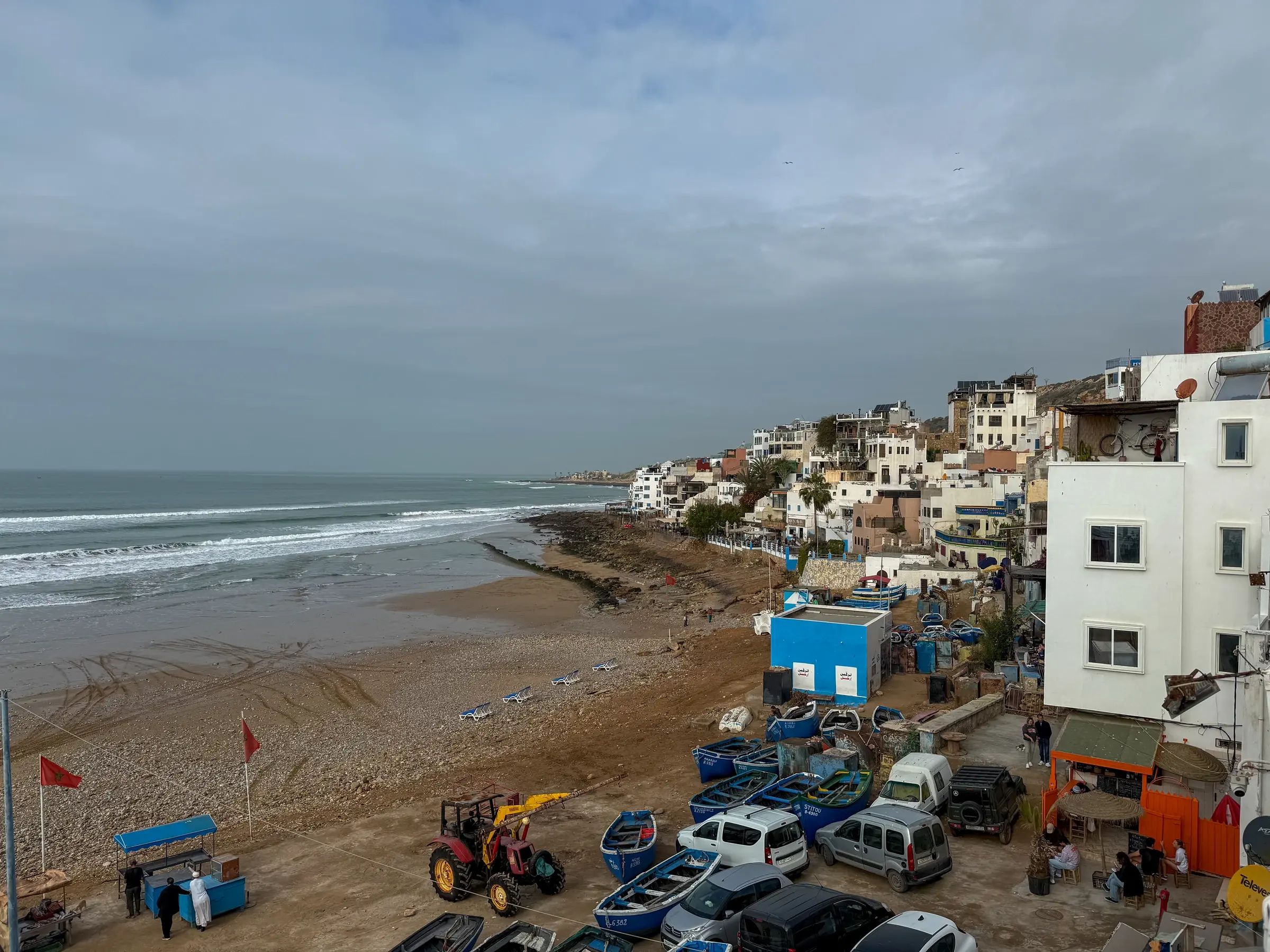 Taghazout coast, Morocco — real area photograph, not camp accommodation